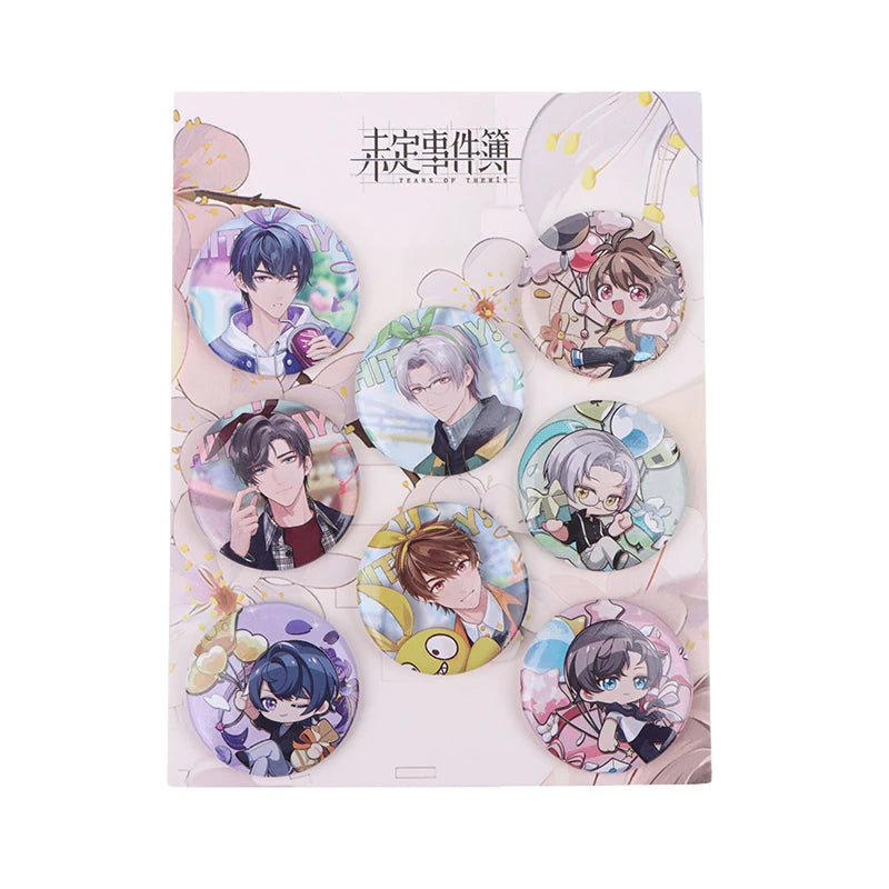 8 Pcs/Set Anime Tinning Tinplate Brooch Sanrio Backpack Badge Souvenir Clothing Gift For Friends