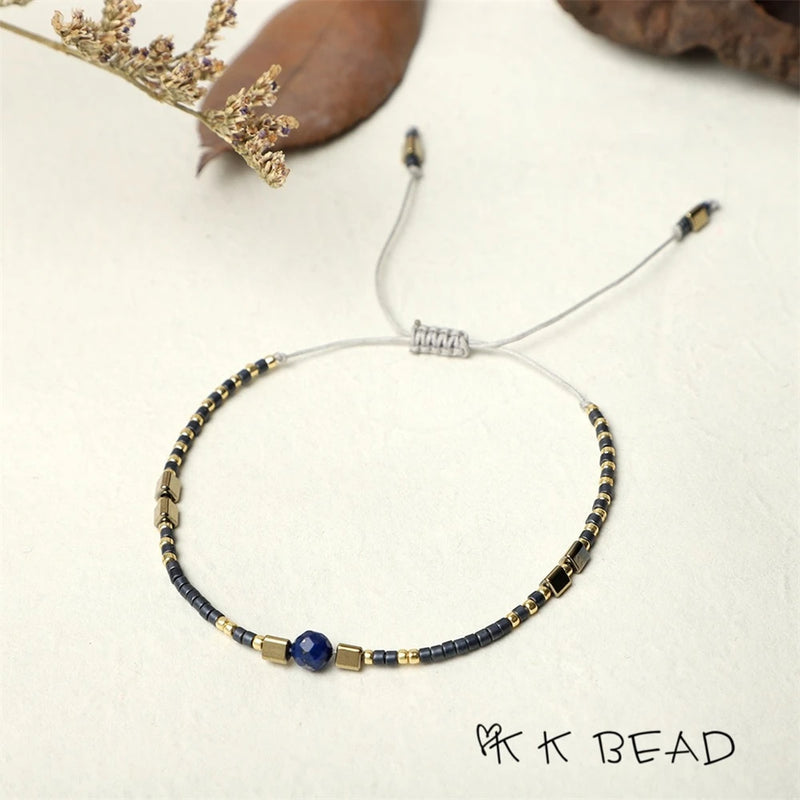 KKBEAD Tiny Beads Dainty Bracelet Handmade Fabric Rhinestone Evil Eye Bracelets for Women Colombia Jewelry Natural Pearl Pulsera