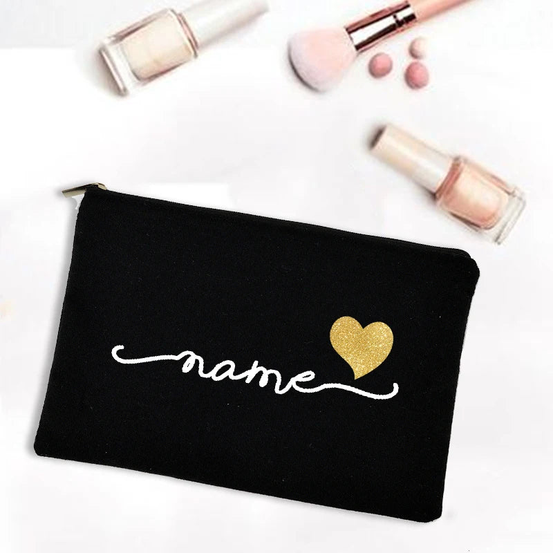 Personalized Makeup Bag Bridesmaid Maid of Honor Holiday Wedding Bachelorette Party Gifts Canvas Monogram Cosmetic Zipper Pouch
