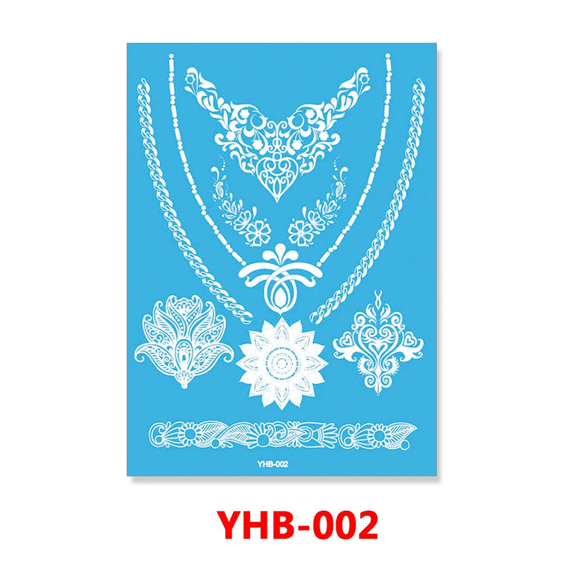 1PC Hanna Lace Tattoo Sticker White Silk Printing Waterproof Disposable Tattoo for Arm Sexy Bracelet
