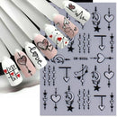 Red Wing Heart Nail Stickers 3D Glitter Stars Moon Lines Foil Metallic Manicure Valentines Decal Slider Manicure Decoration Tips