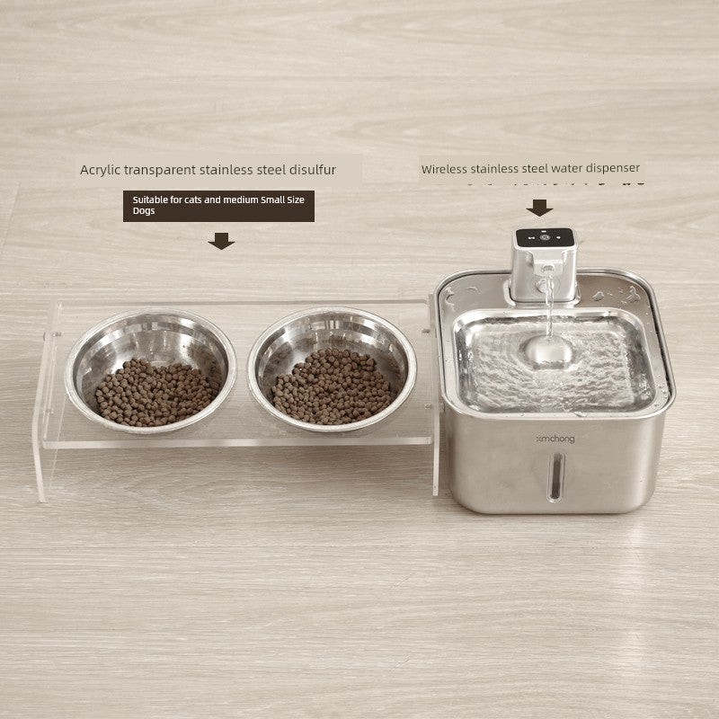 Small Magic Pet Stainless Steel Wireless Automatic Cat Water Fountain