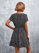 Summer Short Boho Dress Women V Neck Print Floral Party Dress Ladies Bohemian Flower Mini Dress For Women