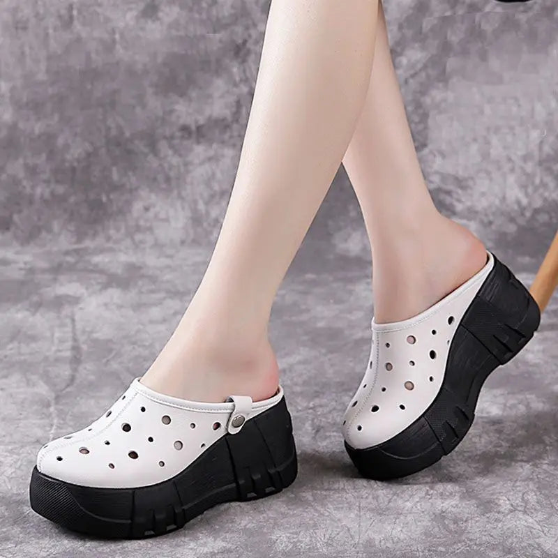 Women's Slippers and Ladies Sandals Kawaii Slides Black Junior Shoes Round Toe Wedge Heel Cute on Sale Cheap Liquidation Shoe 39