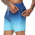 Men's Swim Trunks Gradient Swimming Shorts Quick Dry Beach Shorts with Zipper Pockets and Mesh Lining Fashion Swimsuit for Men