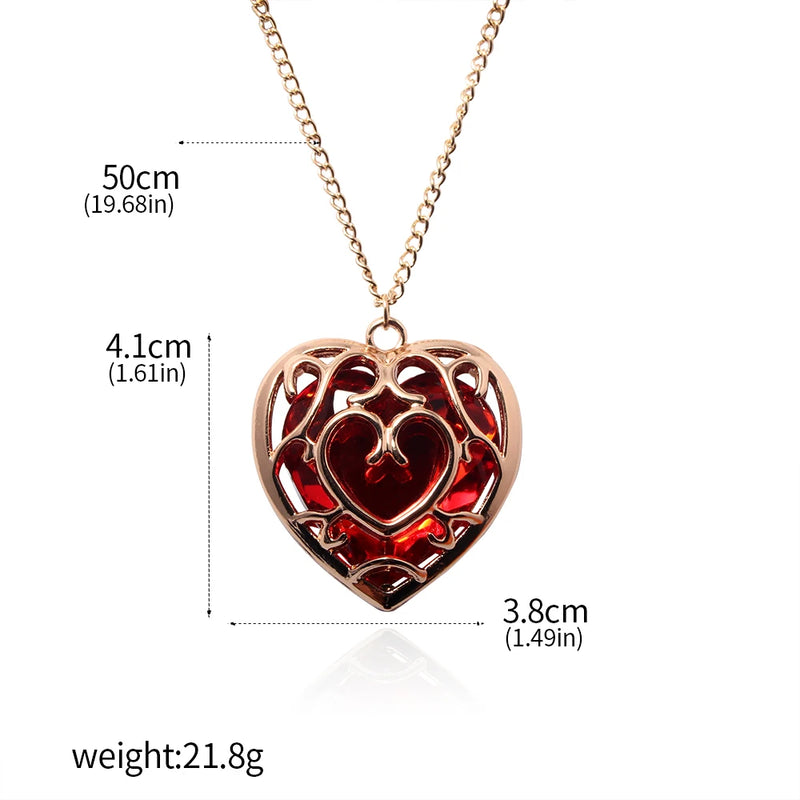 Zeldas Pendant Necklace Skyward Sword Heart Sapphire Ruby Necklace for Women Men Keyring Jewelry