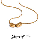 Yhpup 316L Stainless Steel Casting Metal Golden Bean Removable Pendant Necklace PVD Waterproof Office Lady Daily Jewelry Gift