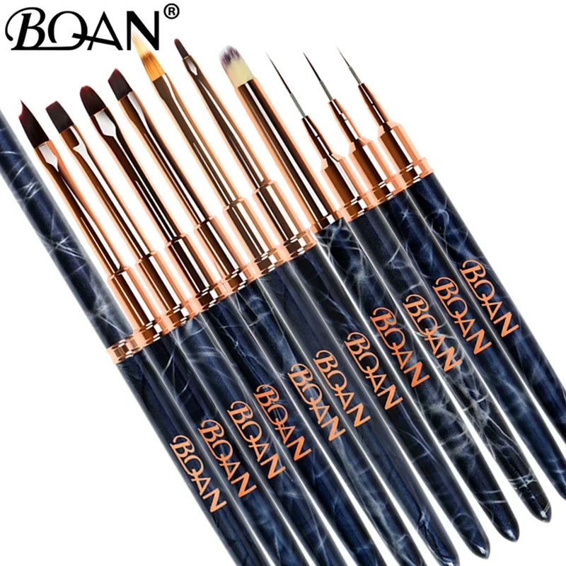 1pcs Marbled Nail Brush Gel Brush For Manicure Acrylic UV Gel Extension Pen Nail Polish Painting Drawing Brush Liner Nail Brush