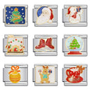 2024 New Christmas Tree gift Snowflake Snowman Old Man Italian charm module Link fit for 9mm bracelet making DIY jewelry