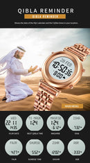 SKMEI 2139 Steel Muslim Azan Digital Watch Mens Back Light Waterproof  Wristwatch Prayer Qibla Compass Alarm Clock watch 1861