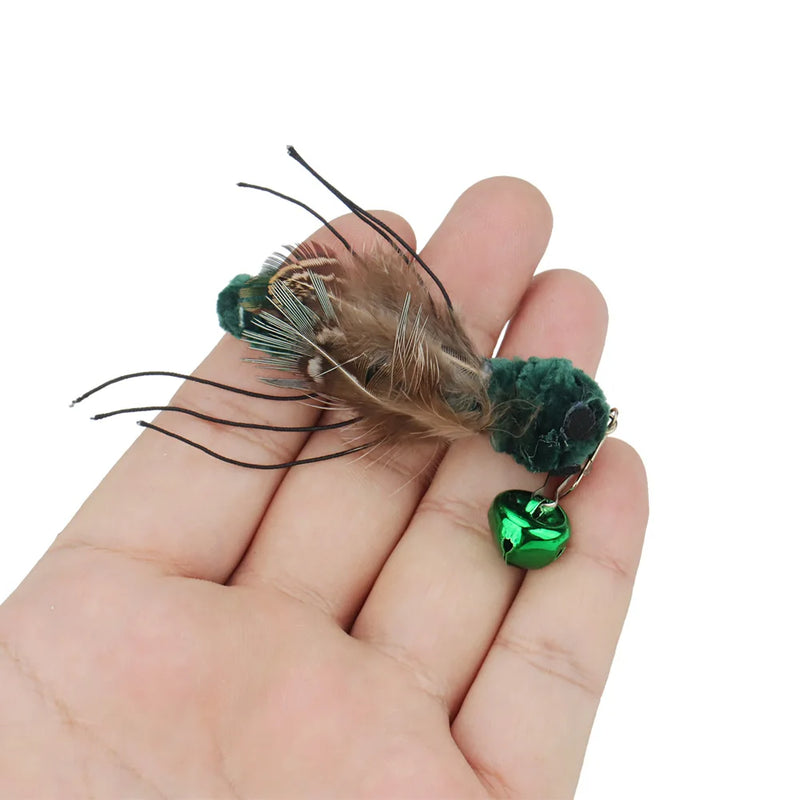 5pcs Fake Insects Replacement Heads for Cat Teasers Kitten Feather Plush Pet Toys
