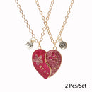 2 Pcs/Set Magnetism Best Friends Pendant Necklace for Women Rabbit Lover Broken Heart Clavicle Chain BFF Best Friends Jewelry