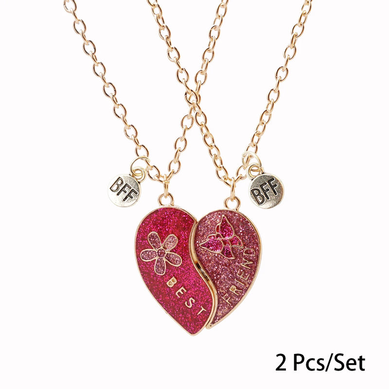 2 Pcs/Set Magnetism Best Friends Pendant Necklace for Women Rabbit Lover Broken Heart Clavicle Chain BFF Best Friends Jewelry