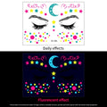 1Pc UV Neon Butterfly Flower Face Tattoo Stickers 14*15cm Waterproof Fluorescent Body Sticker for Club Party Makeup Face Sticker