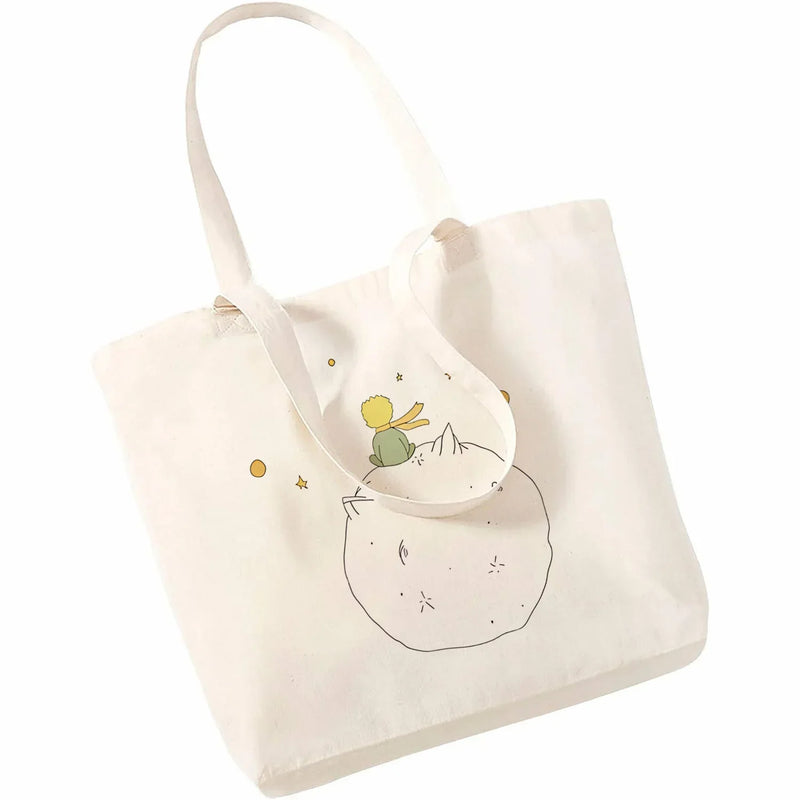 Cartoon Earth Space Little Prince Shopping Bag Women Pattern Handbag Casual Large Top-handle Bags for Women