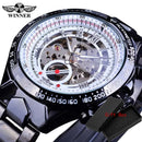 Winner Classic Series Golden Movement Steel Mens Skeleton Man Wrist Watch Mechanical Top Brand Luxury Fashion Automatic Watches
