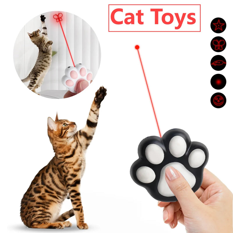 Cat Toys 5 Adjustable Patterns Laser Pointer USB Rechargeable Training Chaser Interactive Toy for Indoor Cats Dogs Pets