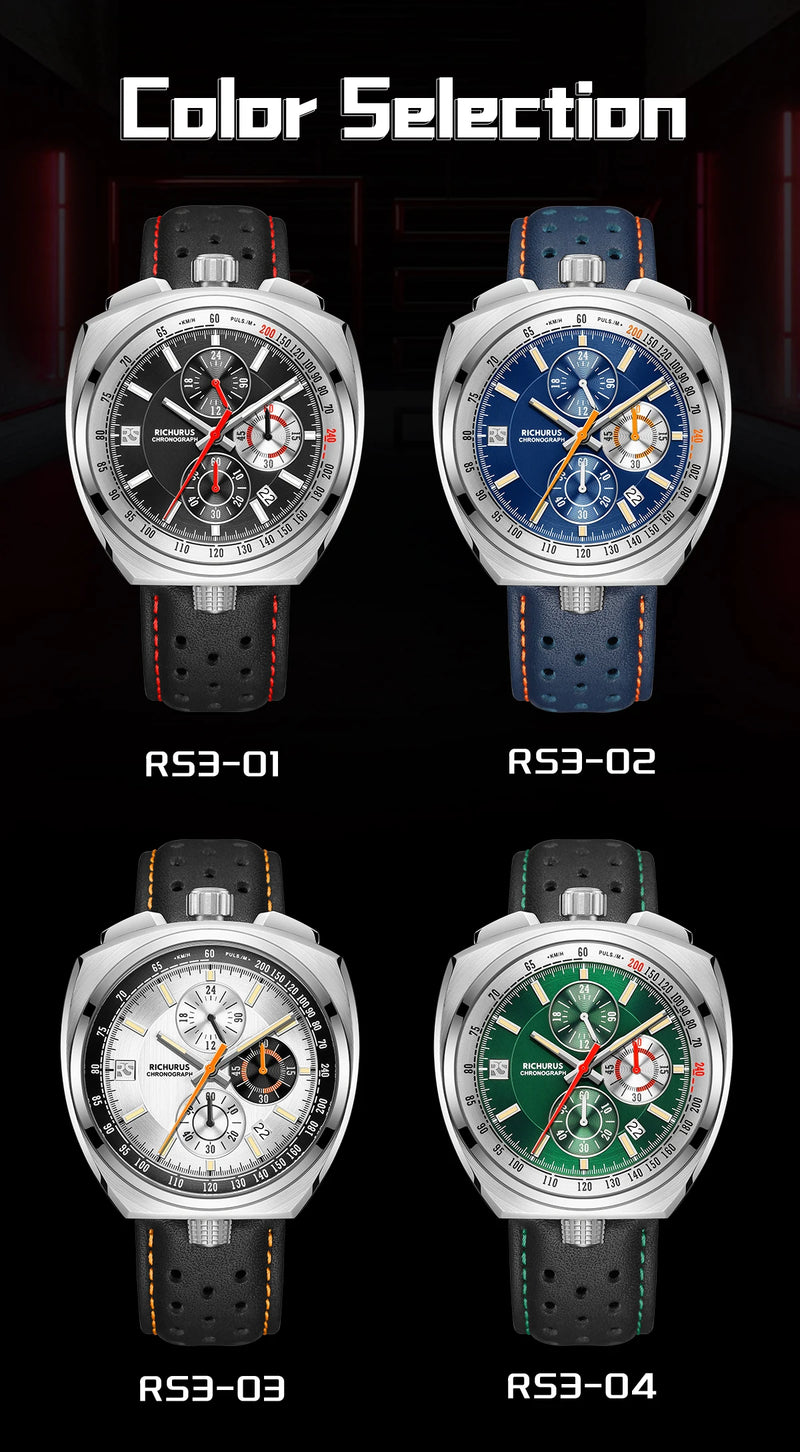 New Luxury Men Watches Multi-functional Sports Chronograph Stainless Steel Case 5ATM Waterproof Quartz Wristwatch Montre Homme