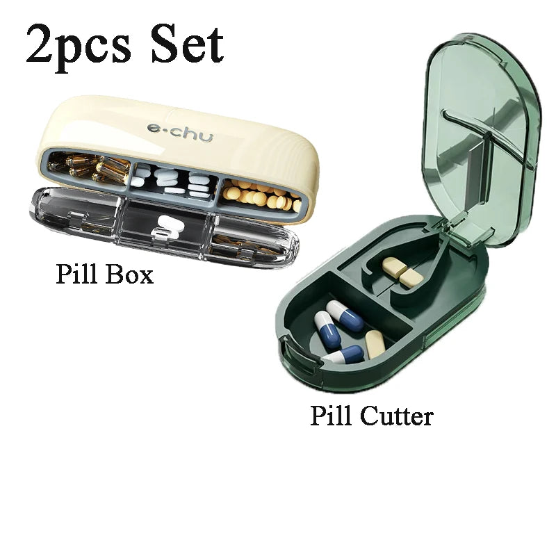 Portable Pill Organizer 3 Times A Day Pill Box Compartments Travel Pill Holder for Vitamins Medicines Small Pocket Medicine Case