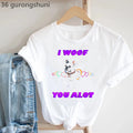 Frenchies In Love Animal Print T-Shirt Women'S Clothing French Bulldog Tshirt Femme Harajuku Kawaii Clothes Dog Lover T Shirt