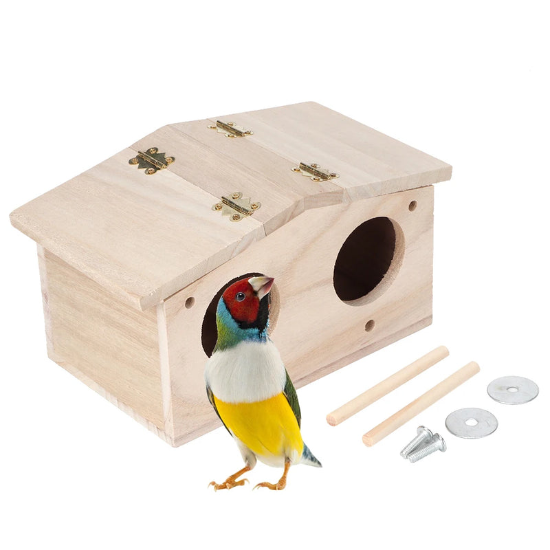 Bird House Bird Nests Wooden Bird House Wooden Pet Bird Nests House Breeding Box Cage Birdhouse Accessories for Parrots Swallows