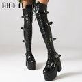 Punk Goth Women Motorcycle Boots Block High Heels Platform Shoes  Woman 2024 New Brand Luxury Fashion Design Cool Street Boots
