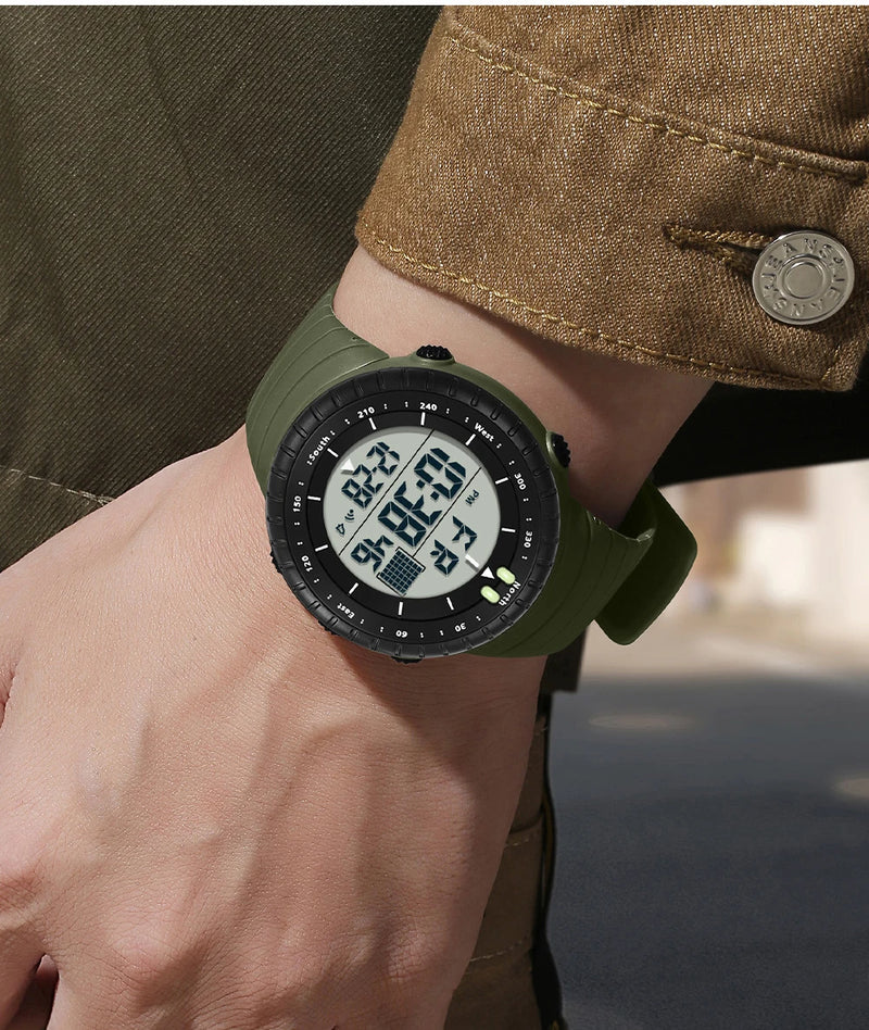 SANDA Men's Electronic Watch Outdoor Sports LED Analog Digital Alarm Clock Chronograph Multifunction Waterproof Men's Wristwatch