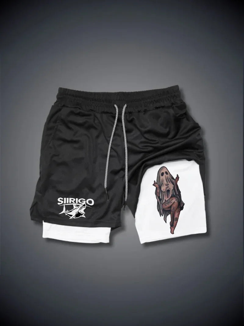 2024Berserk Men's Sports Shorts 2 in 1, Quick-drying Running Shorts, Gym and Fitness Training Double-layer Shorts for Men