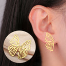 My Shape Butterfly Earrings Stainless Steel Butterfly Wings Big Earrings for Women Girls Sweet Delicate Stud Earrings Jewelry