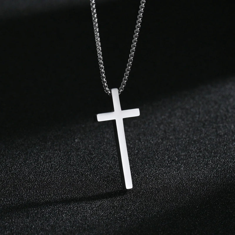Hip hop minimalist versatile accessory, large cross pendant, stainless steel necklace