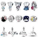 925 Sterling Silver Boy Girl and Heart Shape Pendant Charm Couple Lovers Bead Fit Pandora Original Bracelet DIY Jewelry Making
