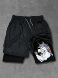 Anime Berserk Running Shorts Men Fitness Gym Training 2 in 1 Sports Shorts Quick Dry Workout Jogging Double Deck Summer