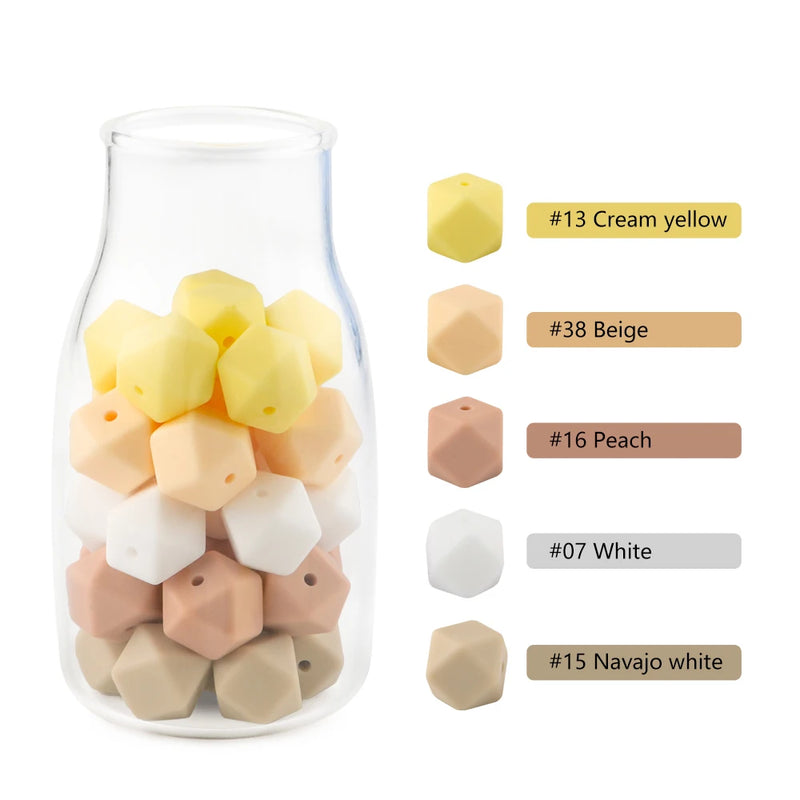 Kovict 14/17mm 10pcs Hexagon Silicone Beads For Jewelry Making Silicone Bead To Make Bracelets Necklace Making Accessories