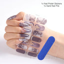 Gel Nail Stickers Lacquer Strips Full Cover Adhesive Slider Wraps With Line Foil Design Sanding File Nail Art Accessories LAJX22