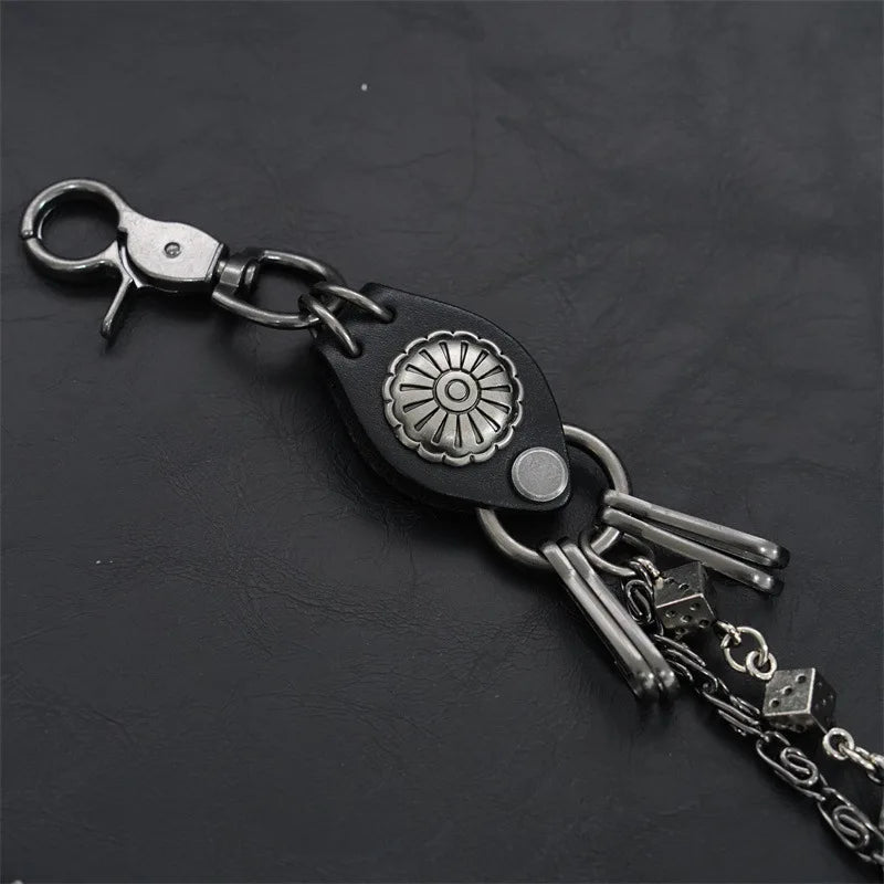 Men's Motorcycle KeyChain Jean Biker Wallet Belts Chain Skull Charm Leather Gothic Rock Pants Trousers Waist Key Men's