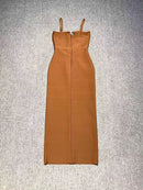 Black Sexy Hollow Out Bandage Prom Bodycon Bandage Dress Sexy Sleeveless Brown Runway Cocktail Celebrity Evening Party Dress