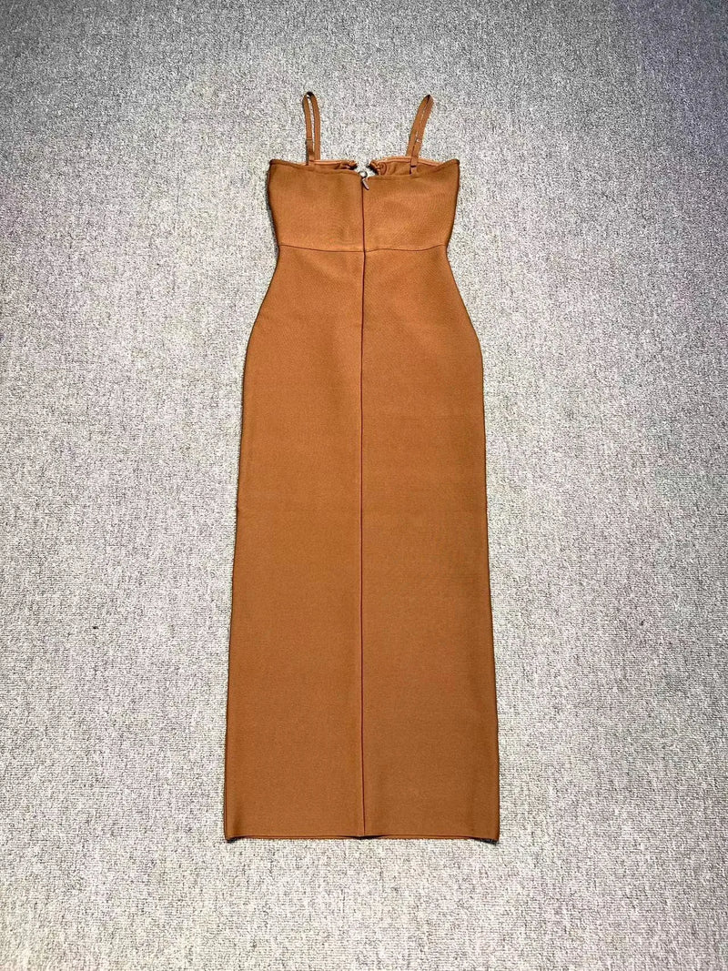 Black Sexy Hollow Out Bandage Prom Bodycon Bandage Dress Sexy Sleeveless Brown Runway Cocktail Celebrity Evening Party Dress