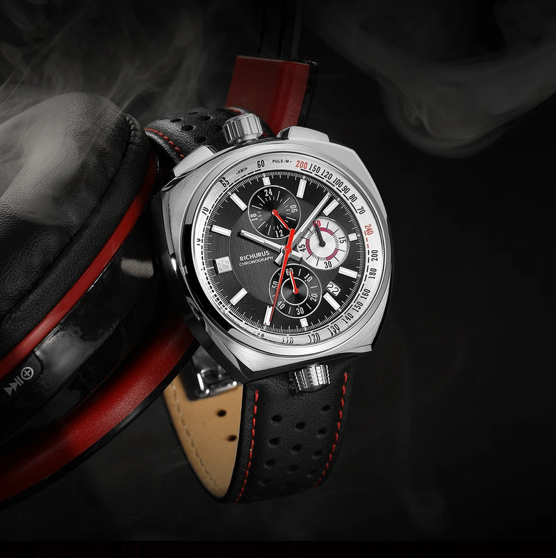 New Luxury Men Watches Multi-functional Sports Chronograph Stainless Steel Case 5ATM Waterproof Quartz Wristwatch Montre Homme