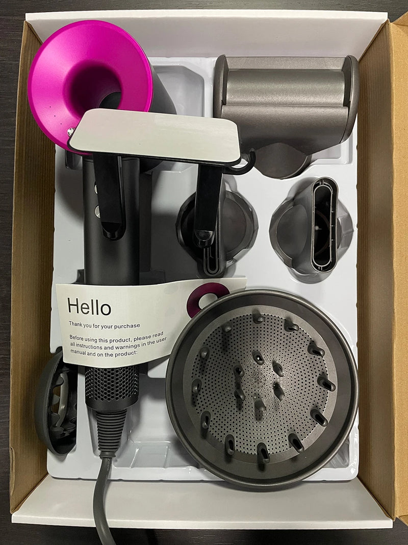 Secador de pelo Ion sin hojas Super Ionic 5 en 1 con difusor, secador de pelo profesional con ionización, secador eléctrico de aire caliente.