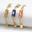 Lucky Eye Cuban Link Chain Evil Eye Charm Enamel Bracelet Adjustable Round Pendant Bracelet for Women Girls Men Jewelry BT338