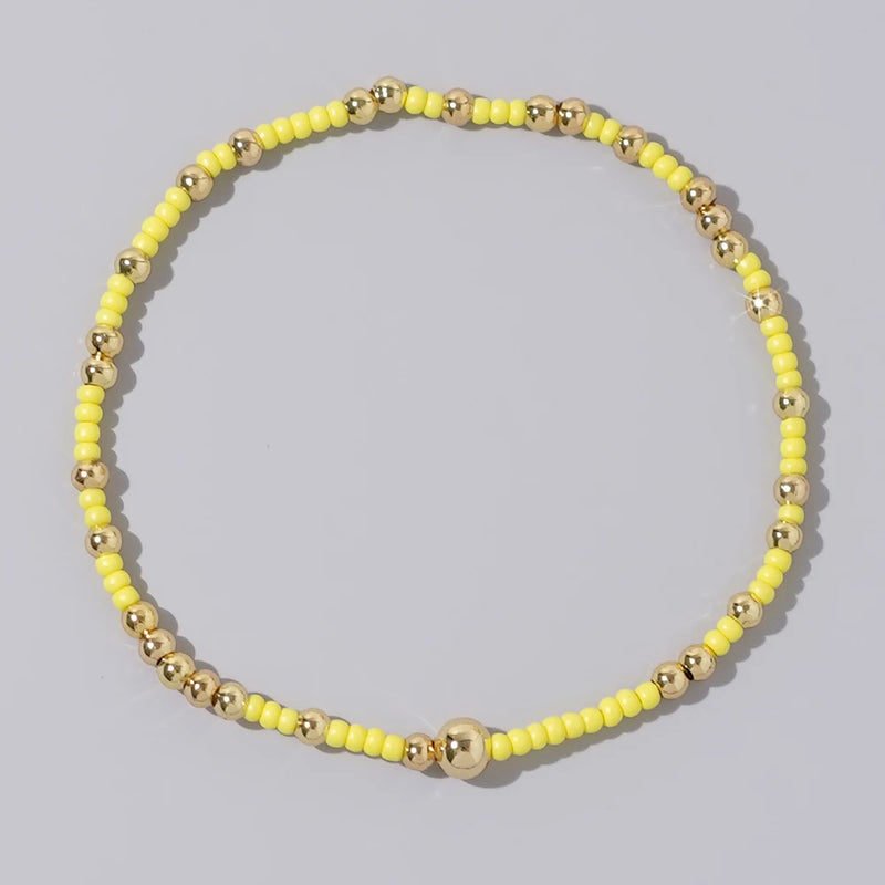 1pc Beach Vocation Themed Mixed Color Design 18K Gold Plated Copper & Bead Bracelet Cute & Luck For Festival Jewelry Gift