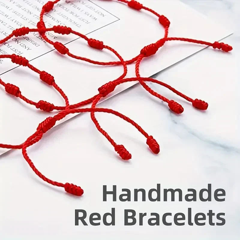 Handmade 7 Knots Red String Bracelet For Couple Protection Good Luck Amulet for Success Rope Braided Bracelet Jewelry Gifts