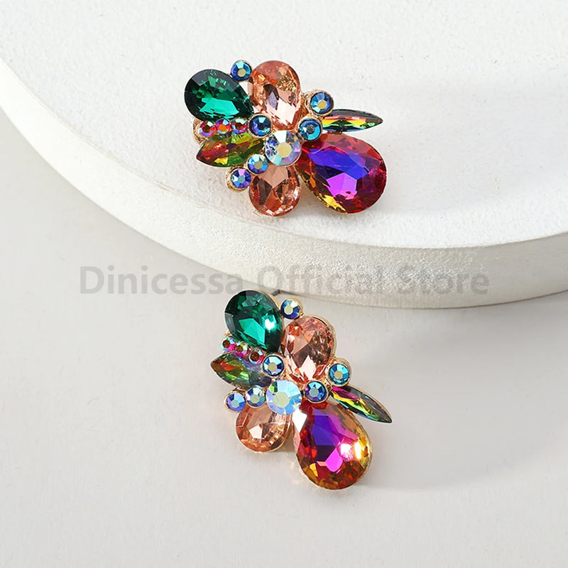 Fashion Original Geometric Bridesmaids Wedding Party Statement Jewelry Luxury Unusual Glass Stud Earrings For Women Accessories