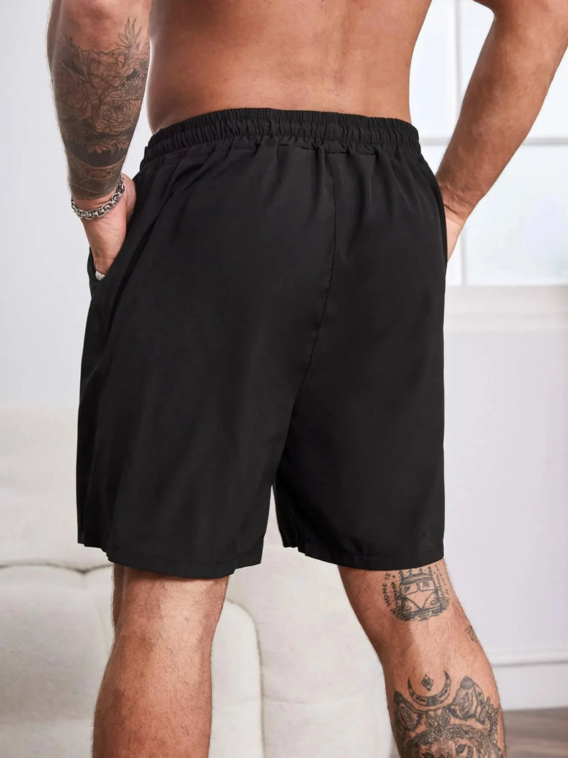 Men's K-letter printed loose beach shorts sportswear with drawstring quick