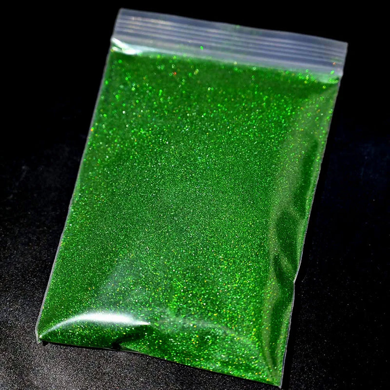 Polvo de purpurina holográfica plateada para uñas, 24 colores, brillante, 0,2 mm, para manicura DIY, 50 g/bolsa