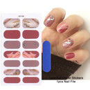 Gel Nail Stickers Lacquer Strips Full Cover Adhesive Slider Wraps With Line Foil Design Sanding File Nail Art Accessories LAJX22
