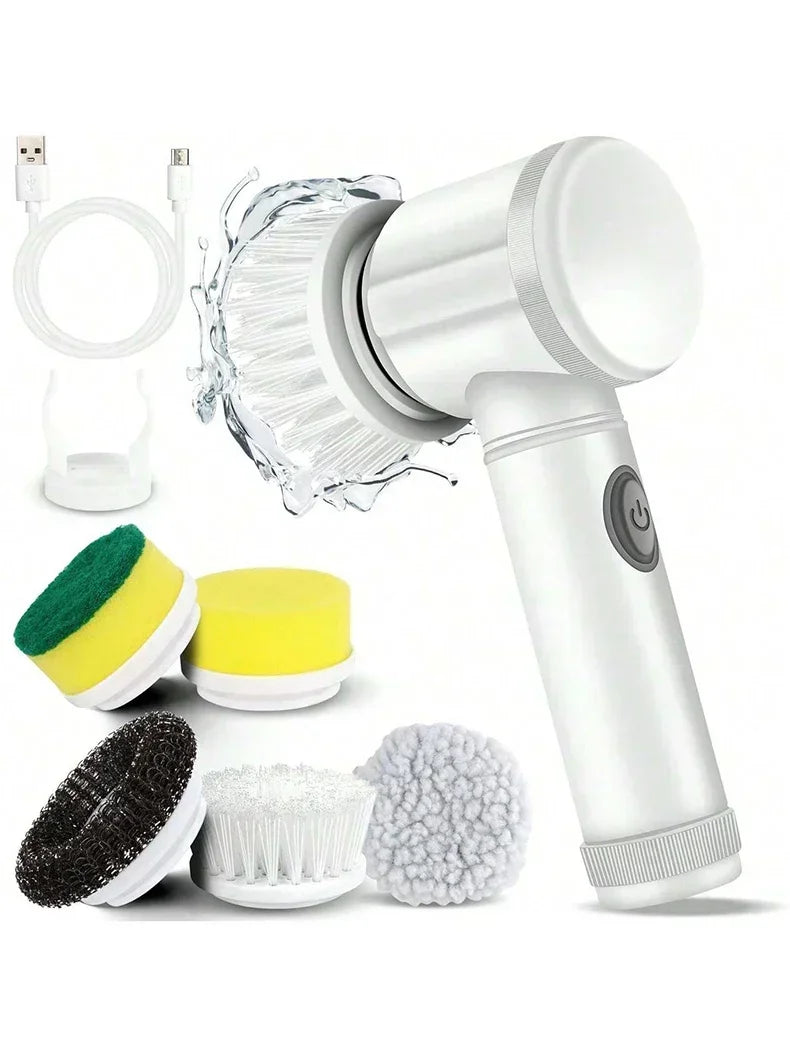 1PC Electric Spin Scrubber Electric Cleaning Brush 5 in1 Handheld Kitchen Cleaner Cordless Spin Scrubber Power Scrubber Bathr