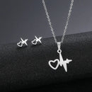 Stainless Steel Jewelry Sets EKG Heartbeat Music Note Necklaces &  Earings Set Nurse Doctor Medical Stethoscope Wave Couple Gift