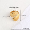 New Irregular Stainless Steel Chunky Dome Ring for Women Men Statement Croissant Ring Wide Double Layer Rings Party Jewelry Gift