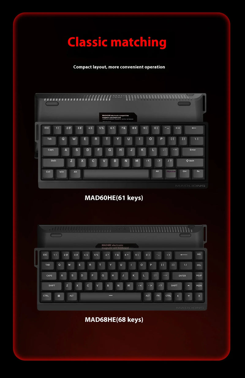 AI MADLIONS Mad60 Mad68 HE Mechanical Keyboard Magnetic Switch Madcatz Mad60he Wired Game Keyboard Rapid Trigger Custom Keyboard